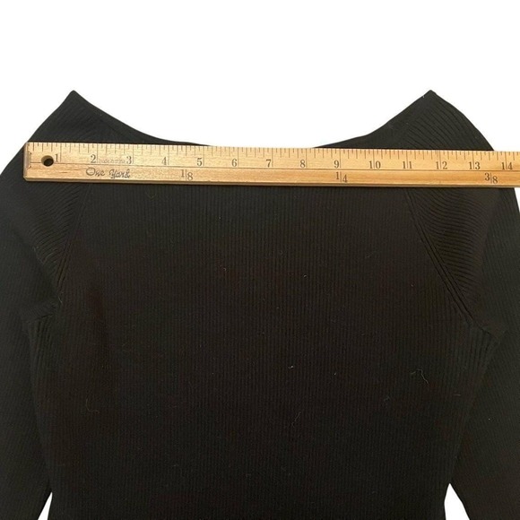 Polo Ralph Lauren Black Ribbed Knit Fitted Sweater Dress M Minimal Preppy LBD - Picture 8 of 11